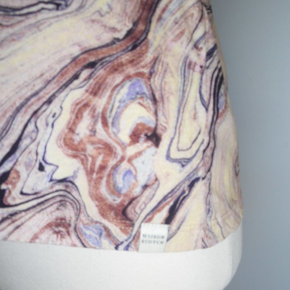 Mason Scotch & Soda Arctique T-Shirt Marble 100% Cotton Tee Abstract Print Top M - Picture 7 of 7